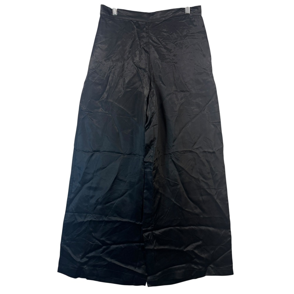 Athleta Calm Cool Wide Leg Pants Sz M‎ Black Silky Lounge Pull‑On Cupro Flowy